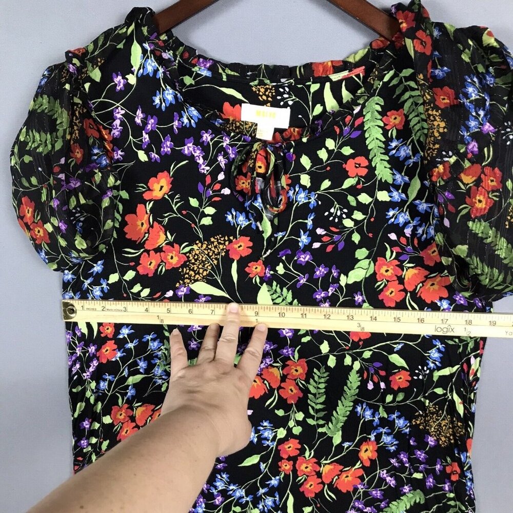 Anthropologie Maeve Floral Blouse with Sheer Gathered Sleeves - Picture 10 of 16